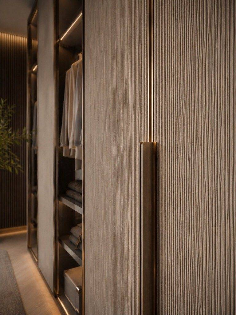 Neboard dokulu panel ile kaplanmış gardırop kapakları