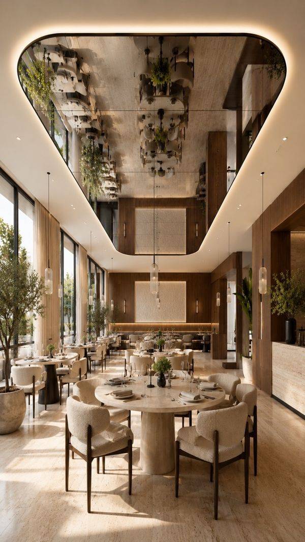 Plain ayna tavan uygulaması, restoran